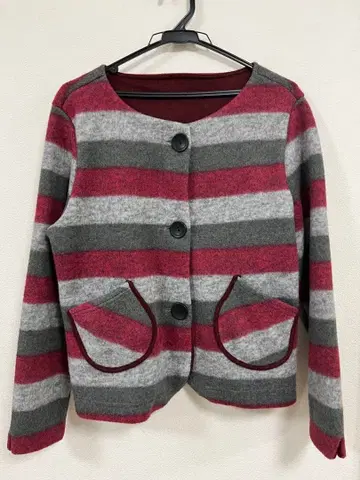 [새상품급] 스트라이프 긴팔 가디건과 스카프