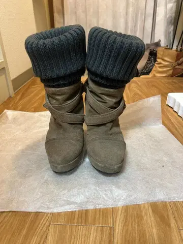 pippi 리브 니트 스웨이드 부츠 23.5cm 피피