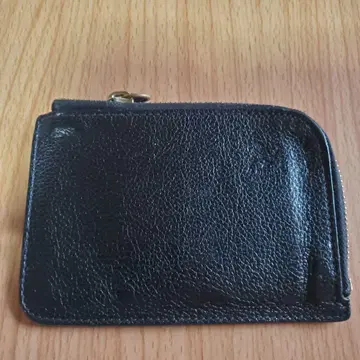 블랙 가죽 지퍼 코인 케이스