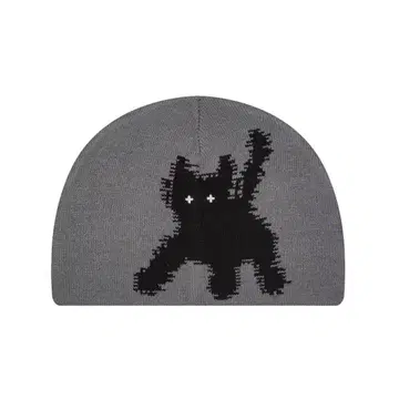 aeae 고양이 실루엣 그레이 비니