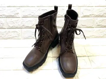 [ 새상품급 ] 키다리 아저씨 브라운 레이스업 통굽 부츠 23cm