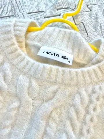 LACOSTE 케이블 짜임 니트 스웨터 알파카 34 화이트