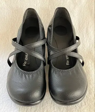 새상품급/Re:getA 리게타/크로스 벨트 웨지 힐 펌프스/M 사이즈