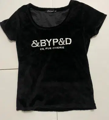 &byP&D 블랙 플리스풍 T셔츠 상의 로고 사이즈 38