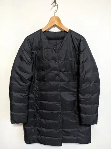 무인양품 다운 자켓 롱 기장 노카라 블랙 이너 코트 L