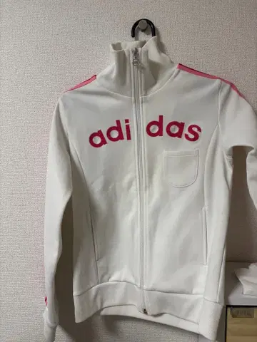 adidas 화이트 집업 저지 M
