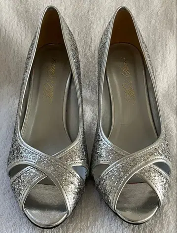 새상품급/실버 글리터 오픈토 펌프스/L 사이즈