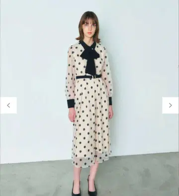 [ 부속 리본 없음 ] 도트 무늬 시스루 원피스