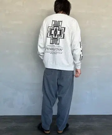 PENDLETON 별주 백 프린트 맨투맨 XL 새상품급 애쉬 그레이