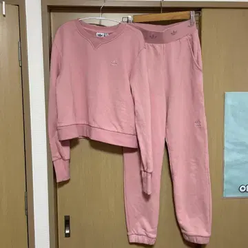 adidas 핑크 셋업 맨투맨 팬츠 트레이닝복 여성용