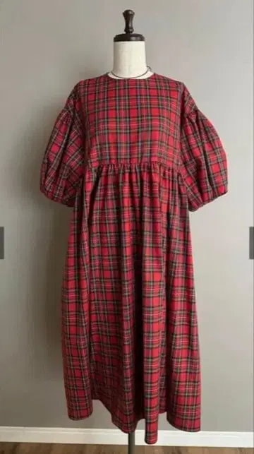 YOIHI 머랭 원피스 빨간 체크