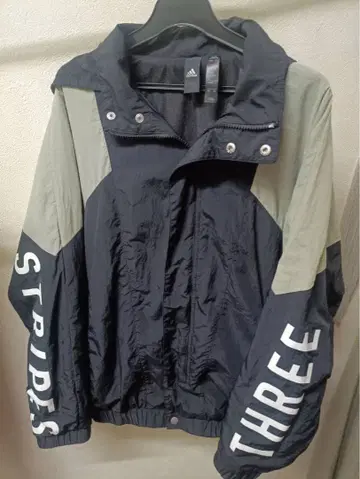 adidas 후드 부착 스트라이프 자켓 M