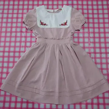 Ank Rouge 옷깃 자수 원피스 핑크