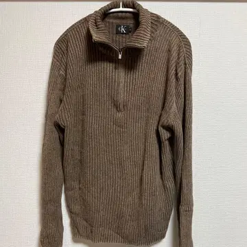 Calvin Klein L 사이즈 브라운 하프 지퍼 스웨터