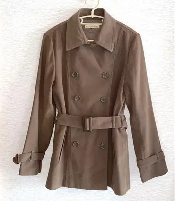 [ self service ] 피코트 벨트 부착 자켓 브라운 계열 그린