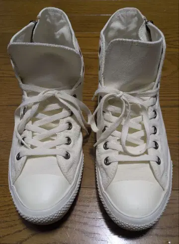 수회 착용 컨버스 화이트 하이컷 사이드 지퍼 스니커즈