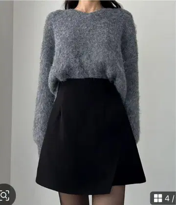 Louere 루 이너 팬츠 포함 랩 스타일 미니 스커트 블랙