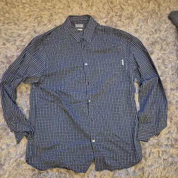 GUESS 네이비/화이트 체크 셔츠 긴팔