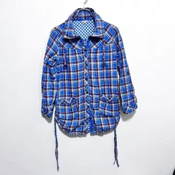 제이허니 상의 셔츠 긴팔 체크 무늬 버튼 더블 포켓 깔끔함