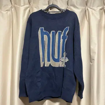 HUF 네이비 로고 니트