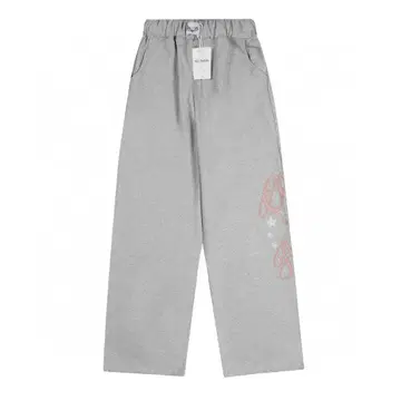 gila archive 그레이 와이드 팬츠 로고 프린트