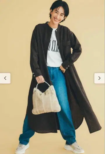 IEDIT 브라운 체크 펄 버튼 원피스