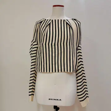 스트라이프 패턴 드롭 숄더 스웨터 2way