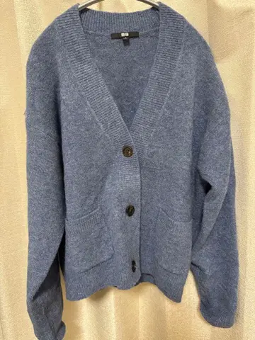 착용 1회 한정 UNIQLO 수플레얀 가디건 M 블루
