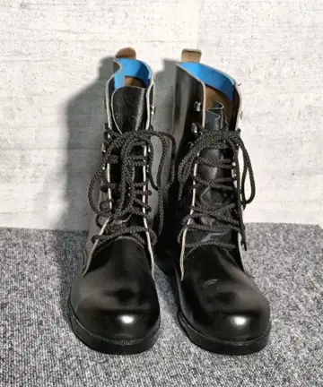 미도리 안전 블랙 가죽 하이컷 부츠 발가락 심형 미사용 새상품 25EEE