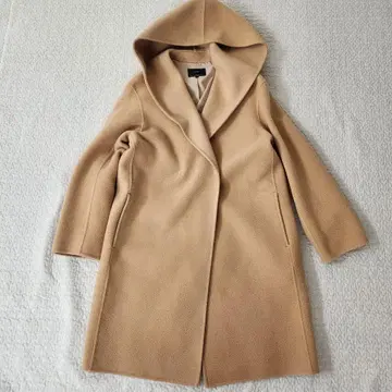 새상품급 정가 65,000엔 23구 후드 부착 울 코트 미들 롱