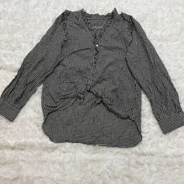 a.v.v 여성용 긴팔 셔츠 S 깅엄 체크 코튼 면 이토킨