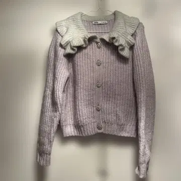ZARA 연보라 x 민트 프릴 가디건 M