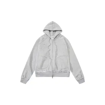 Coyseio 프린지 디자인 후드 부착 후드티 그레이