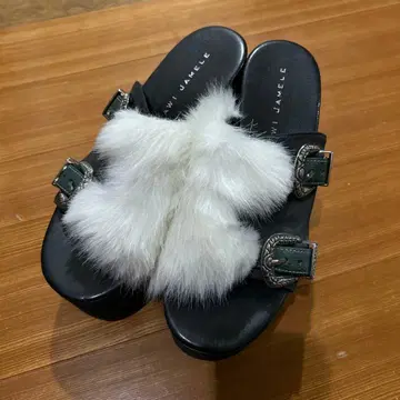 KAWIJAMELE 통굽 샌들 퍼 그린 24cm