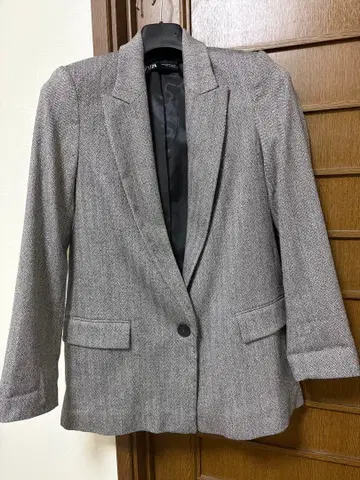 ZARA 자라 헤링본 무늬 테일러드 자켓 XS 그레이 자켓