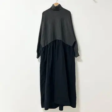 BEARDSLEY 니트 콤비 갸더 원피스 그레이 블랙