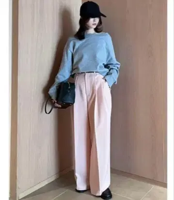 milaowen 드라이 터치 2 턱 와이드 팬츠 미사용 새상품