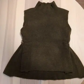 ZARA 사이드 아플리케 비대칭 니트탑 미디엄 그린 L