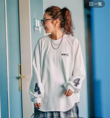 [be with M] Misayo 로고 긴팔 티셔츠 화이트 L 사이즈