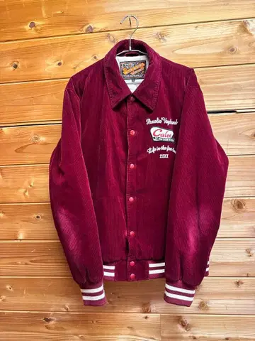 Calee 코듀로이 바시티 자켓 버건디 L 자켓