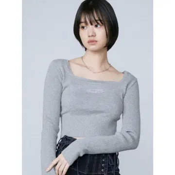 EMODA 스톤 크롭 니트 그레이