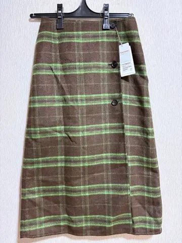 그린 레이블 리버서블 체크 무늬 스커트 미사용품