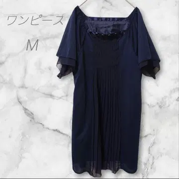 원피스 M 플리츠 디자인 네이비 포멀