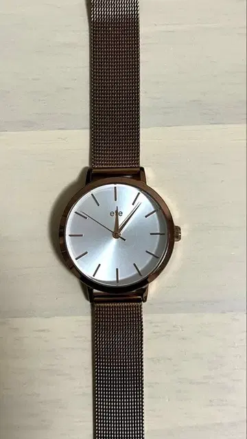 ete 핑크 골드 아날로그 손목시계 메쉬 밴딩