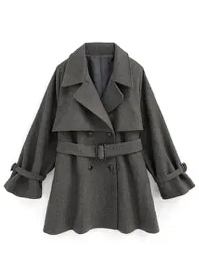 컨디션 최상 GRL 벨트 포함 페이크 울 트렌치코트