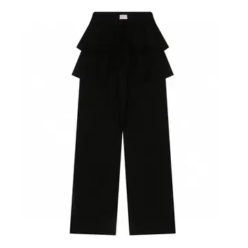 RONRON 프릴 장식 블랙 와이드 팬츠
