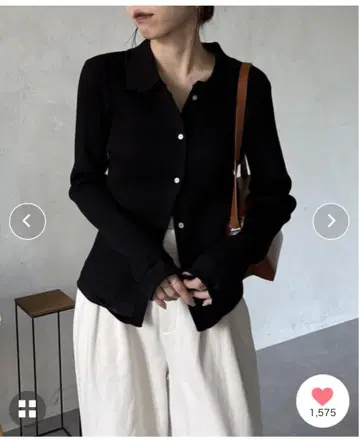 이중 옷깃 리브 가디건