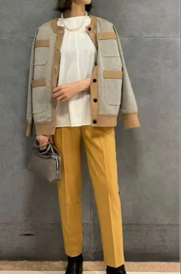 Ballsey 키카 자카드 저지 크루넥 가디건