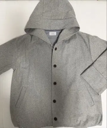 ohana 후드 부착 울 코트 그레이