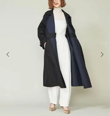 미사용 [ CONTE ] 완판 바이컬러 롱 코트 네이비 블랙